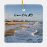 Beach at Ocean City, Maryland Keramikornament<br><div class="desc">Tide rolling onto the beach at Ocean City,  Maryland in autumn</div>