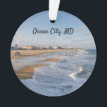Beach at Ocean City, Maryland Ornament<br><div class="desc">Tide rolling onto the beach at Ocean City,  Maryland in autumn</div>