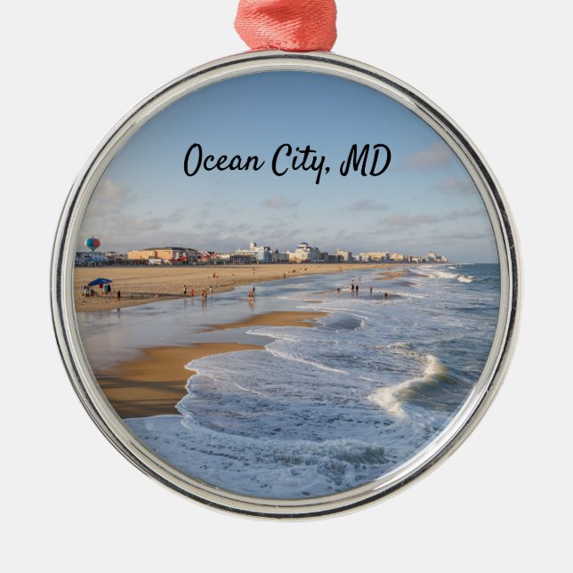 Beach at Ocean City, Maryland Ornament Aus Metall (Vorne)