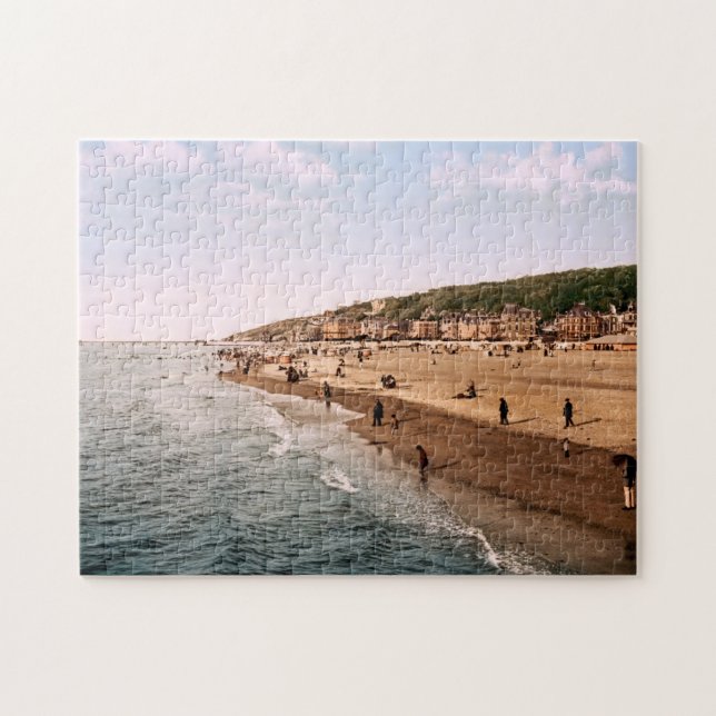 Beach At Trouville Normandy Frankreich Puzzle (Horizontal)