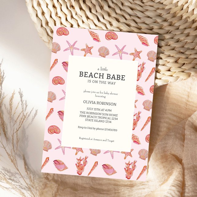 Beach Babe Coastal Seashell Summer Baby Dusche Einladung (Von Creator hochgeladen)