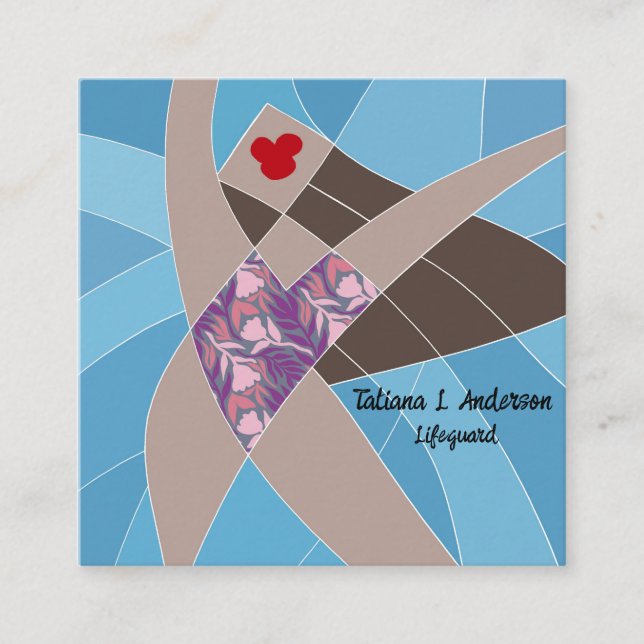 Beach Babe Lifeguard Business Card Quadratische Visitenkarte (Vorderseite)