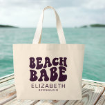 Beach Babe Purple Matching Bachelorette Party Jumbo Stoffbeutel<br><div class="desc">Gear up for a fabulous beachside celebration with our Beach Babe Purple Matching Bachelorette Party Large Tote Bag – the ultimate accessory for your Miami, Florida bachelorette party or any beach-themed celebration! This personalized canvas tote bag is not just a stylish accessory; it's a thoughtful bachelorette gift, perfect for the...</div>
