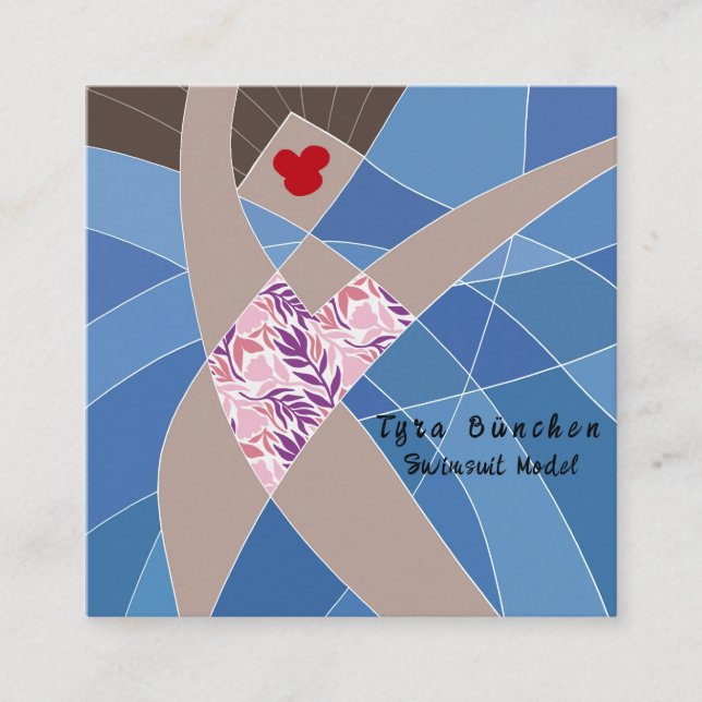 Beach Babe Swimsuit Model Business Card Quadratische Visitenkarte (Vorderseite)