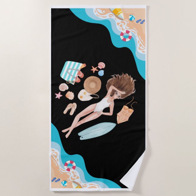 Beach Babe's Bestie Strandtuch (Vorderseite)