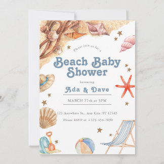Beach Baby Baby Babydusche Einladung Wasserfarbe