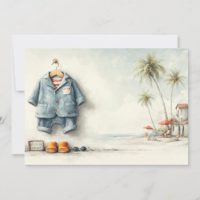 Beach Baby Bash - 1. Geburtstag Party Einladung (Vorderseite)