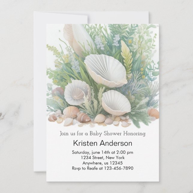 Beach Baby Dusche am Meer Einladung (Vorderseite)