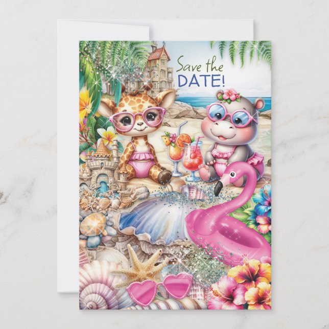 Beach Baby Dusche Save the Date Einladung (Vorderseite)