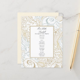 Beach Baby Dusche Seashell Nautical Ocean Menu