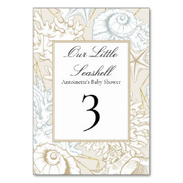 Beach Baby Dusche Seashell Nautical Ocean Menu Tischnummer