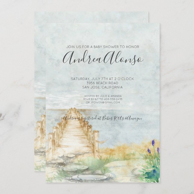 Beach Baby Nautical Baby Dusche Einladung (Vorne/Hinten)