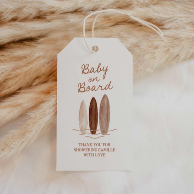 Beach Baby on Board Baby Dusche Vielen Dank Geschenkanhänger (Baby on Board Surfing Themed Baby Shower Thank you Tags)