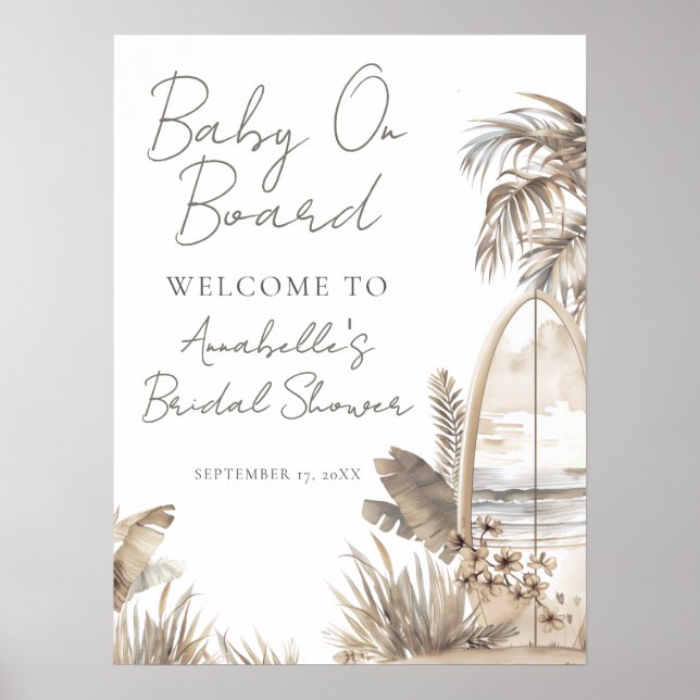 Beach Baby On Board Baby Shower Welcome Sign Poster (Vorne)