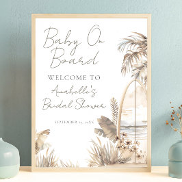 Beach Baby On Board Baby Shower Welcome Sign Poster