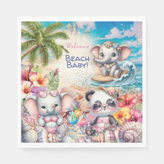Beach Baby Party Napkin Serviette (Vorderseite)