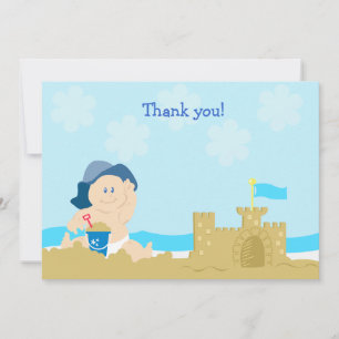 Beach Baby Sand Castle Flat Card Vielen Dank Mitteilungskarte