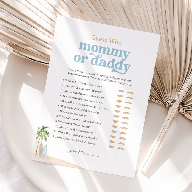 Beach Baby Shower rät, wer Mama oder Daddy Game is Einladung (Von Creator hochgeladen)