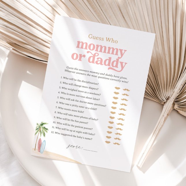 Beach Baby Shower rät, wer Mama oder Daddy Game is Einladung (Von Creator hochgeladen)