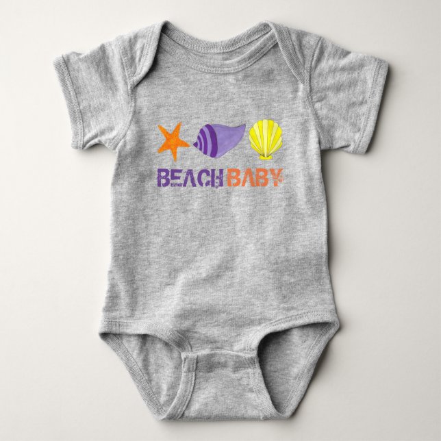 BEACH BABY Urlaub Starfish Sea Muschel Seashell Baby Strampler (Vorderseite)