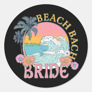Beach Bach Bride Bridesmaid Retro Summer Bachelore Runder Aufkleber