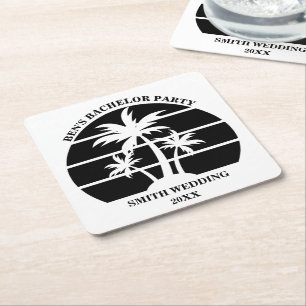 Beach Bachelor Party Island Wedding Personalisiert Rechteckiger Pappuntersetzer