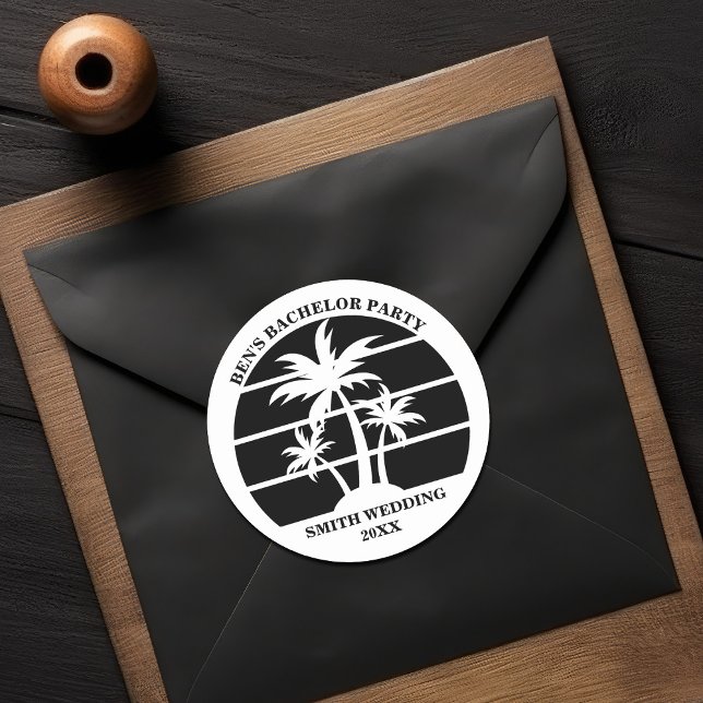 Beach Bachelor Party Island Wedding Personalisiert Runder Aufkleber (Von Creator hochgeladen)