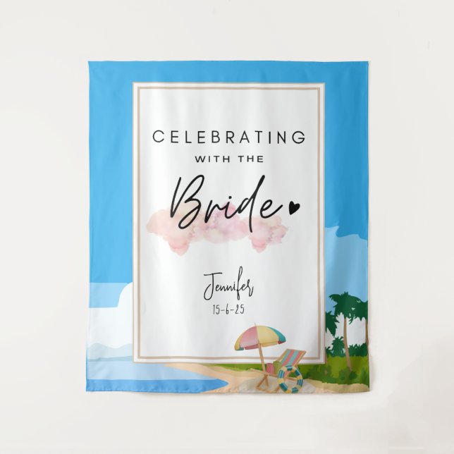 Beach-Bachelorett-Hintergrund für Hens-Party Wandteppich (Vorderseite)