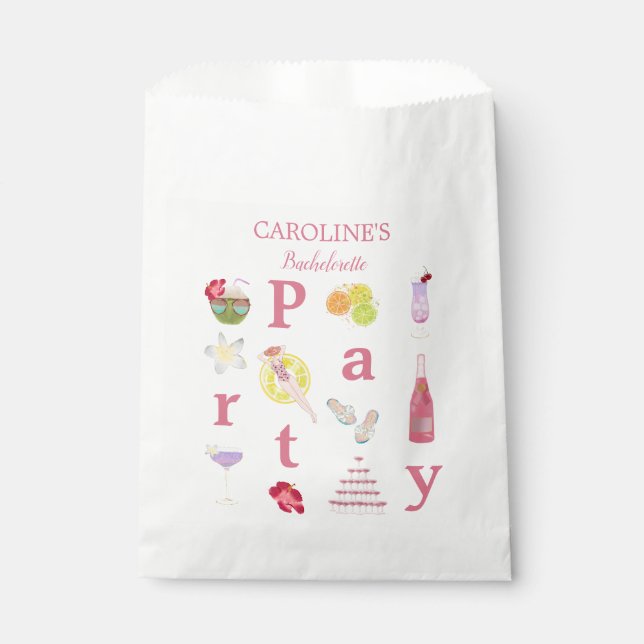 Beach Bachelorette Bash Brautparty Begrüßungszeich Geschenktütchen (Vorderseite)