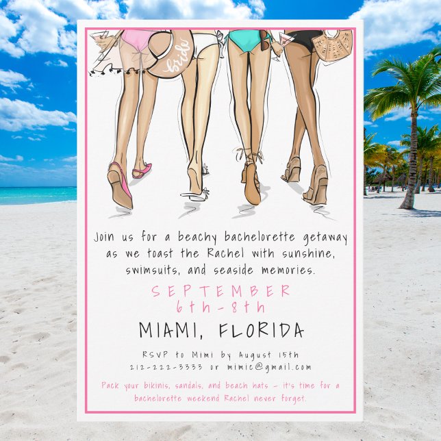 Beach Bachelorette Party Destination Bride Squad  Einladung (Von Creator hochgeladen)