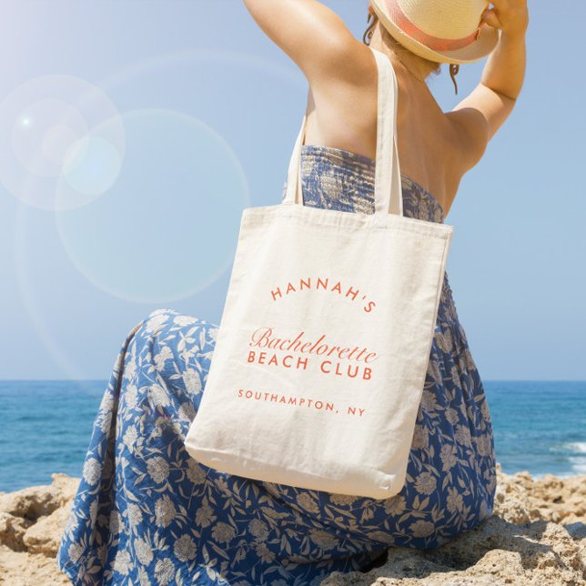 Beach Bachelorette Retro Modernes Personalisiert Tragetasche (Beach Bachelorette Retro Modern Personalized Tote Bag)