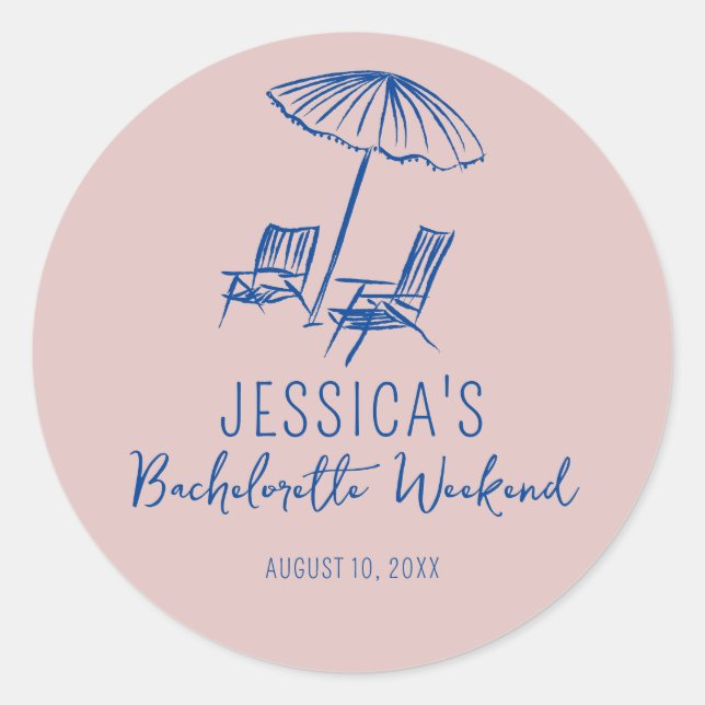 Beach Bachelorette weekend favor sticker (Vorderseite)