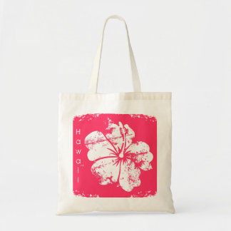 Beach Bag Hawaii Grunge Hibiscus Flower Coral Pink Tragetasche