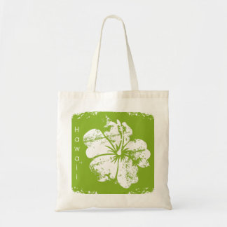 Beach Bag Hawaii Grunge Hibiscus Flower Lime Green Tragetasche