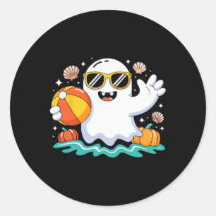 Beach Ball Halloween Ghost Sommer Spooky Urlaub Runder Aufkleber