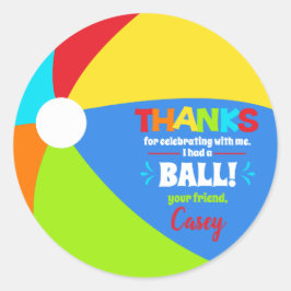 Beach Ball Pool Gastgeschenk Vielen Dank Runder Aufkleber