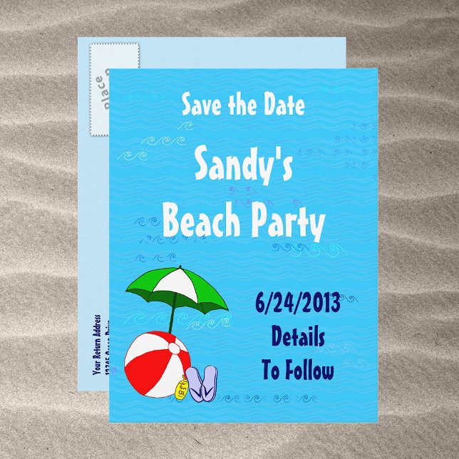 Beach Ball Pool Toys Save the Date Postkarte (Von Creator hochgeladen)