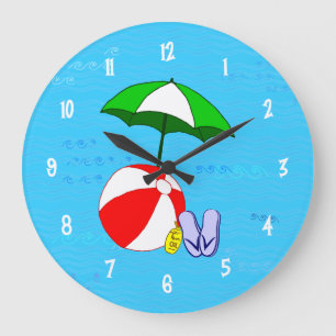 Beach Ball Pool Toys Wall Clock White Numbers Große Wanduhr