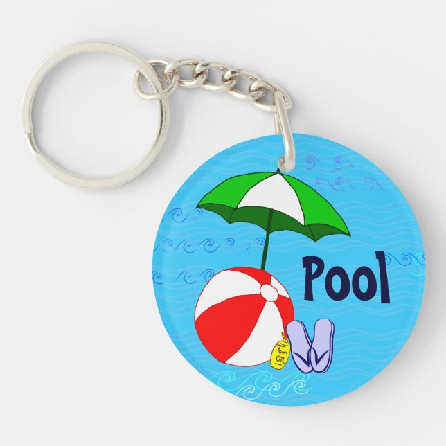 Beach Ball Pool Umbrella Custom Schlüsselanhänger (Vorderseite)