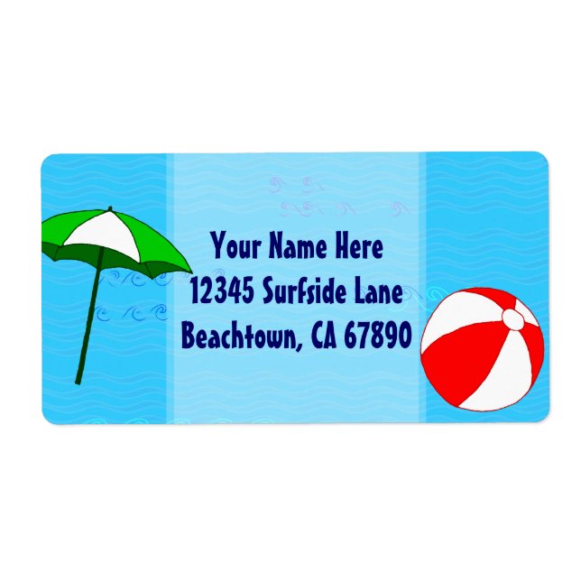 Beach Ball Pool Umbrella Custom Shipping Label (Vorne)