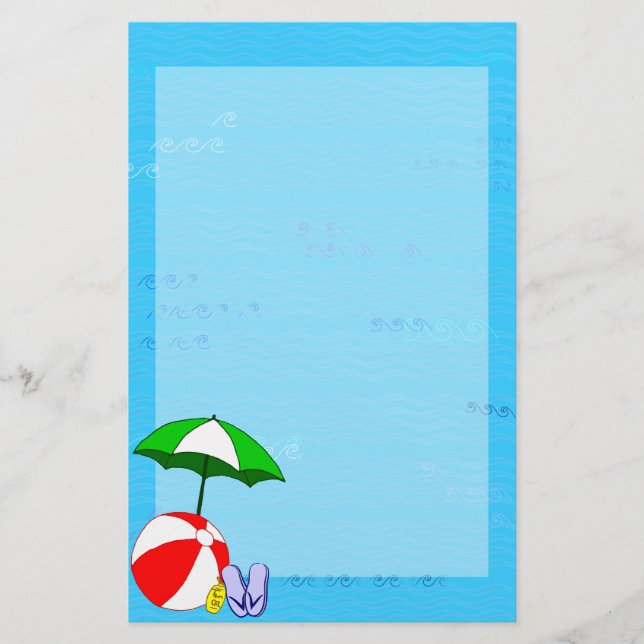 Beach Ball Pool Umbrella Stationery Briefpapier (Vorderseite)