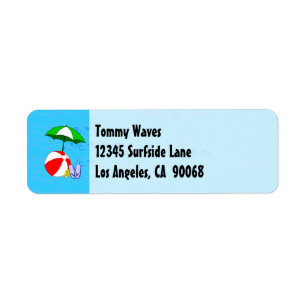 Beach Ball Pool Umbrett Custom Address Label