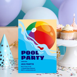 Beach Ball Pool zum Geburtstag einladen Einladung