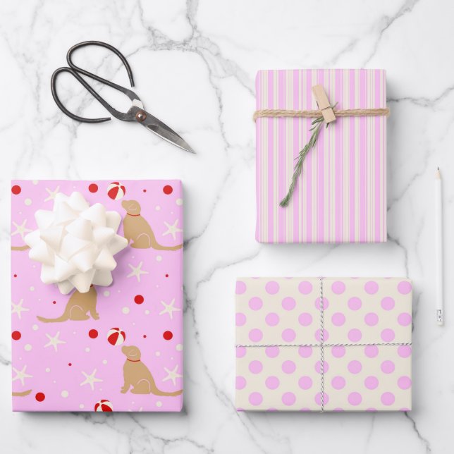 Beach Ball Pups Cotton Candy Cotton Pink Geschenkp Geschenkpapier Set (Vorderseite)