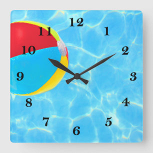 Beach Ball Quadratische Wanduhr