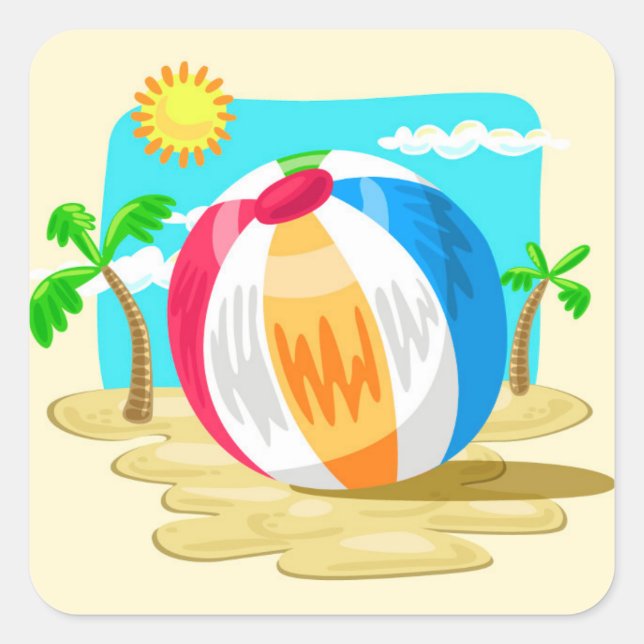 Beach Ball Quadratischer Aufkleber (Vorderseite)