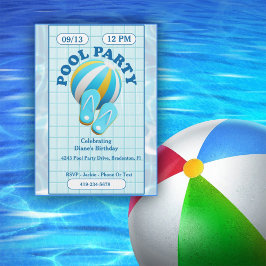 Beach Ball und Flip Flops Pool Geburtstagsparty Einladung