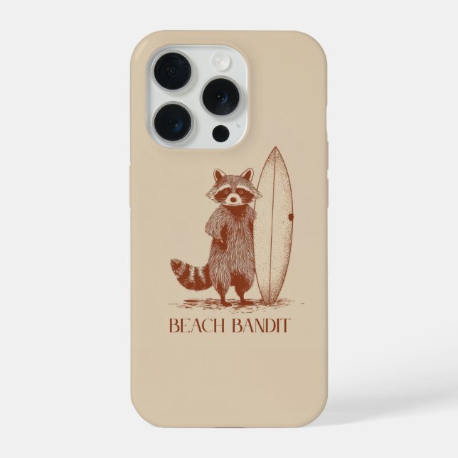 Beach Bandit Raccoon Surfer – Funny Vintage iPhone Hülle (Rückseite)