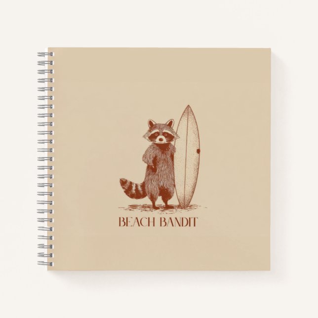 Beach Bandit Raccoon Surfer – Funny Vintage Notizbuch (Vorderseite)