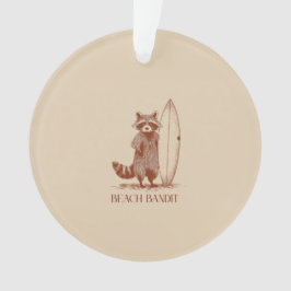 Beach Bandit Raccoon Surfer – Funny Vintage Ornament
